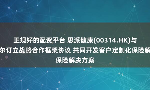 正规好的配资平台 思派健康(00314.HK)与安睿嘉尔订立战略合作框架协议 共同开发客户定制化保险解决方案
