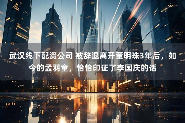 武汉线下配资公司 被辞退离开董明珠3年后,如今的孟羽童,恰恰印证了李国庆的话